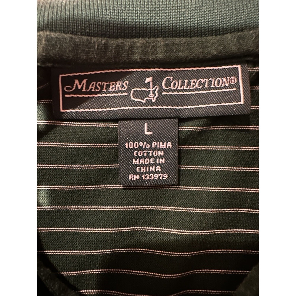 Masters Collection Mens Polo Shirt Golf Green Stripe Pima Cotton Short Sleeve L - Picture 5 of 6
